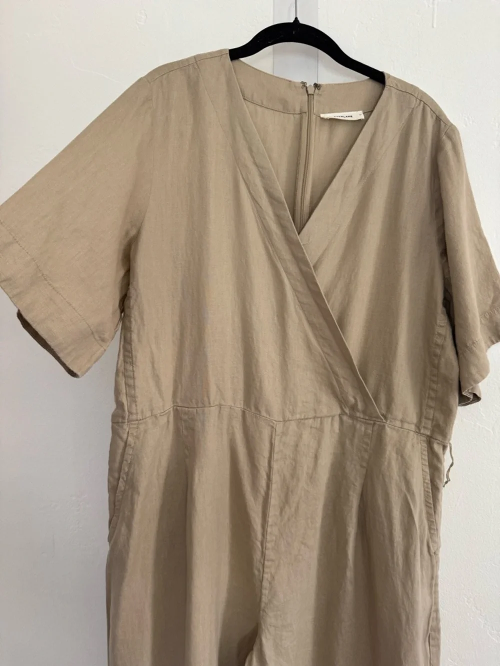 Everlane The Wrap Jumpsuit in European Flax Linen Coastal Wide Leg *NO BELT*